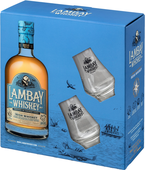Lambay Whiskey Finished in Cognac Cask + 2 Glasses---0---Whisky---Lambay---0.7